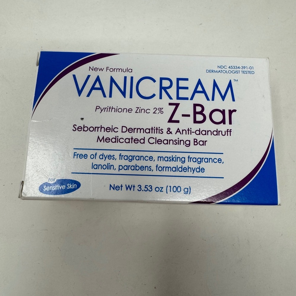 Vanicream Z-Bar Medicated Cleansing Bar Pyrithione Zinc 2% Sensitive Skin 3.53oz